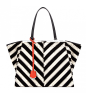 Women's Bags - prod-8BH272_W2R_P7M | Fendi : 3JOURSLarge  black and white striped 3Jours shearling and calfskin shopping bag with palladium metalware. Made in Italy 