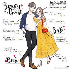 日本绘师meecoみーこ绘制的迪士尼闺蜜/情侣穿搭，想象一下，这么穿着去迪士尼
#可盐可甜少女照# ​​​​