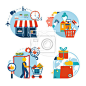 Shopping icons of a store  shopping and delivery #货车#