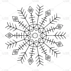 矢量手绘雪片黑白冬季装饰涂鸦雪花插图