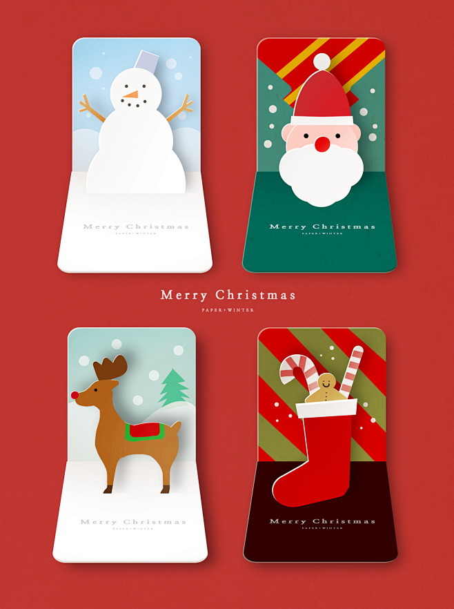 折叠立体 圣诞贺卡 卡片版式 圣诞节海报...