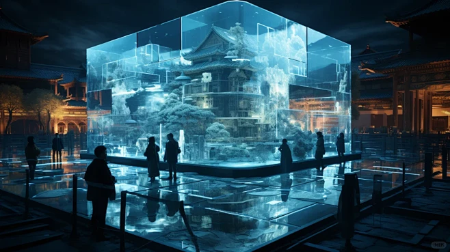 AI生成博物馆—元宇宙古城数字展（含咒语）图片_科技感图片素材-花瓣网