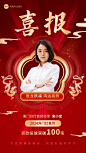 金融保险龙年开门红贷款销售业绩表彰人物喜报喜庆中国风手机海报