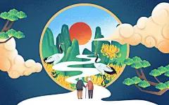国潮风创意组合人物原创插画海报