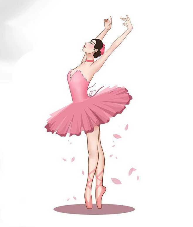 手绘唯美舞蹈表演芭蕾舞人物女孩元素插画-花瓣网