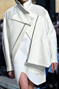 White jacket with graphic lines & asymmetric cut; fashion details // Proenza Schouler