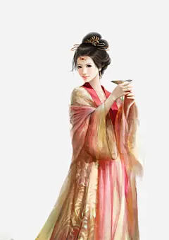 古风优雅盛装女生手绘免抠素材 页面网页 平面电商 创意素材 png素材