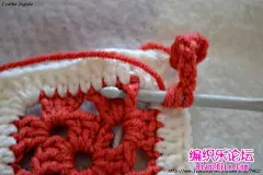 钩针方形图案“钻石”花