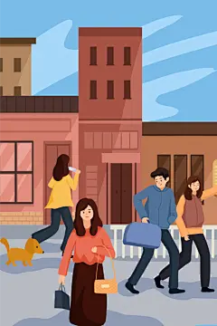一人生活手绘人物生活插画