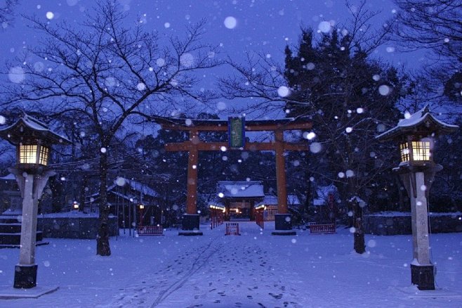 绘画素材/板绘参考/建筑参考 日式雪景场...