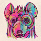 abstract Picasso Colourful  crayon chalk pop orangutan lynx hyena design