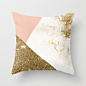 Gold marble collage Throw Pillow: 