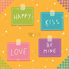 贺卡情人节快乐，2月14日用文字写着我爱你，属于我，亲亲，幸福。适合社交媒体帖子，移动应用程序，横幅