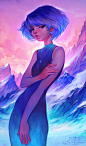 Lois van Baarle的的绘画风格偏欧美，笔下的角色设计有种迪士尼的感觉，色彩与光感更加为画面增添了一种神秘的氛围。#遇见艺术##插画# ​ ​​​​