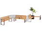 Modular steel and wood Bench CENTRAL by Nola Industrier