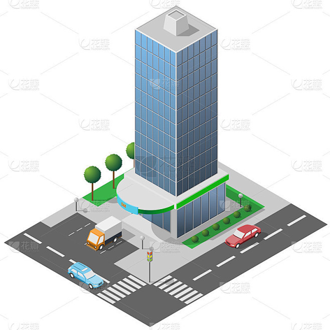 等距图标高玻璃建筑