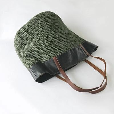 夏日清新文艺海边沙滩女包 手工油蜡绳编织...