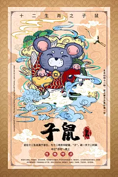 十二生肖国潮风插画海报