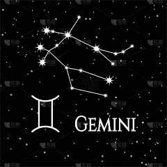 双子座，黄道带星座。图案为您的包装，织物和产品装饰。矢量图