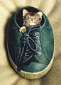 Painted Rock - Cat Inside Shoe