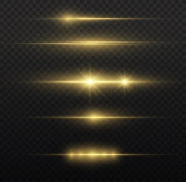 矢量光效|图源免费EPS | 点击来源直接获取大图文件 |Glowing gold line, horizontal light rays ...
