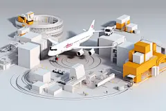 白色3d简约停飞机场景图片