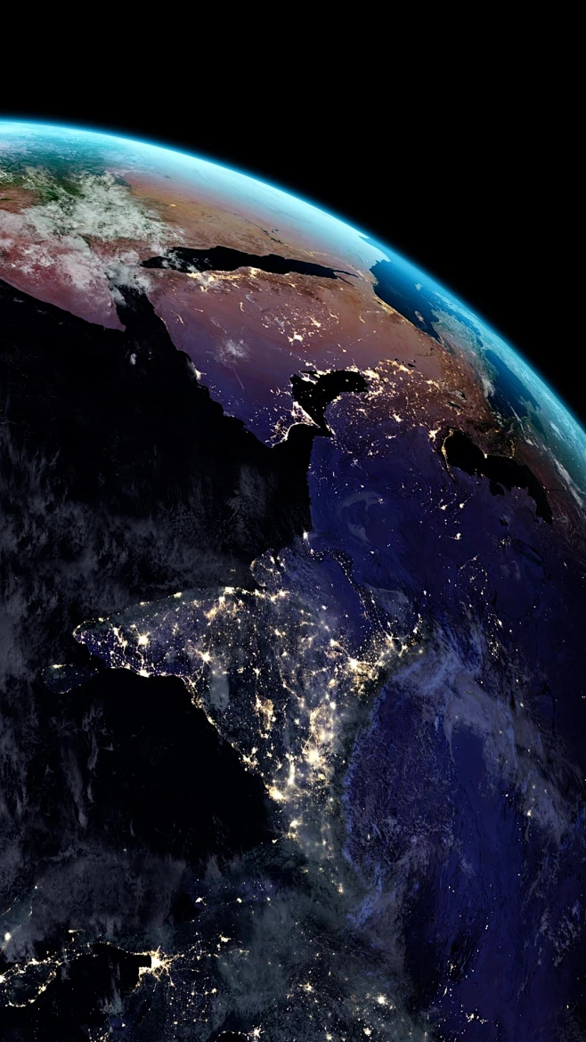 夜晚的地球 (© NASA) 2019-07-11 8827-花瓣网