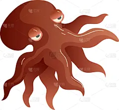 水,卡通,章鱼,白色背景,新生活,水下,白色,在下面,概念,性格