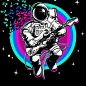 弹在空间的宇航员电吉他。