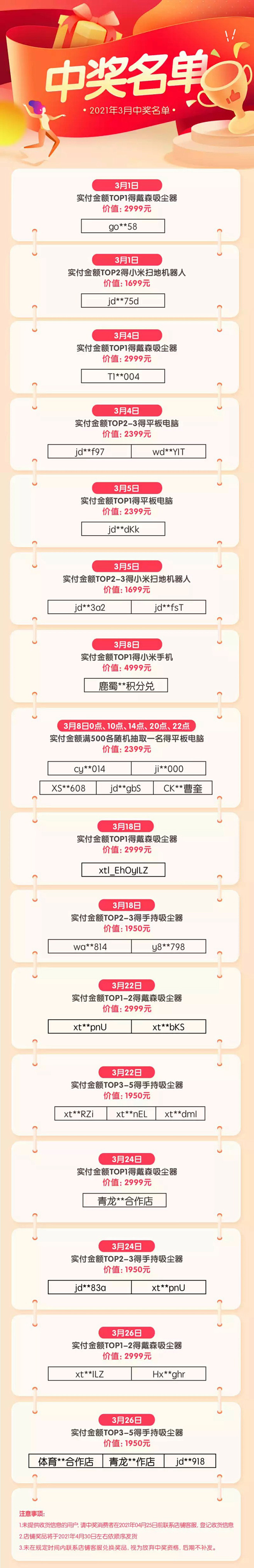 中奖名单