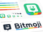 Bitmoji品牌卡通风格键盘徽标标记设计彩虹符号标志视觉风格指南标识动画动画色彩探索品牌书籍品牌标识应用商店图标表情符号应用程序ios应用程序