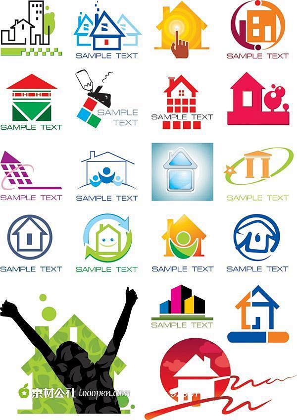 房子主题logo图形矢量素材