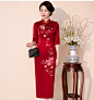 新娘妈妈礼服高贵中国风旗袍2021年新款春季刺绣年轻喜婆婆婚宴装-tmall.com天猫