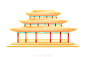 国潮建筑插画PNG