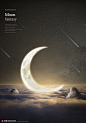 弯月月牙 星际幻想 流星雨 星空创意海报PSD09合成设计素材下载-优图-UPPSD