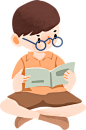 三孩时代主题扁平风格插画-看书的男孩