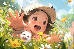 春游儿童假期玩耍插画图片