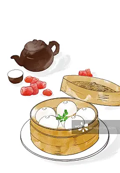 水彩美食插画传统美食饺子正版高清图片下载-视觉中国VCG.COM