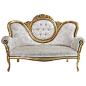 Pre-Owned French Victorian Gilded Settee found on Polyvore featuring home, furniture, sofas, sofa, tufted loveseat, cream couch, nail head sofa, tufted furniture and nailhead loveseat: 