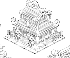 蛋挞挞喵采集到场景线稿
