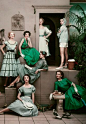 Vintage photo of ladies in green. April 1952