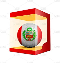 透明盒子装的带有队旗的足球