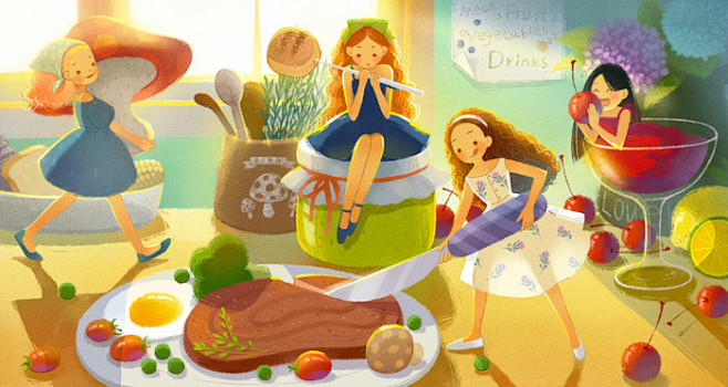 美食-Senny-森妮_插画,绘本,少女...