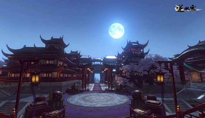 中国古代手绘插画手绘插画古风夜晚场景手绘插画古风游戏场景