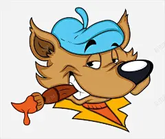 卡通手绘叼着画笔的狗头 画画 画笔 表情 表情包 元素 免抠png 设计图片 免费下载 页面网页 平面电商 创意素材