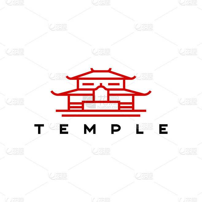 日本寺庙矢量图标插图股票插图亚洲，日本，...