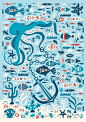 Underwater-themed illustration; Poppy & Red by Illustrators Ireland , via Behance