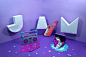Jam Festival : This is a personal and university project.Jam is a 3 days festival set in Miami Beach, that celebrates the 80's.3 days of Music, Movies and Technology. June 5-7 2016.  All objects are made of paper.