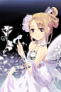 Tags: Anime, juby, White Flower, Bird On Hand, Pearls, Fairy Wings, Beads