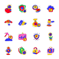 Pack of cryptocurrencies flat stickers